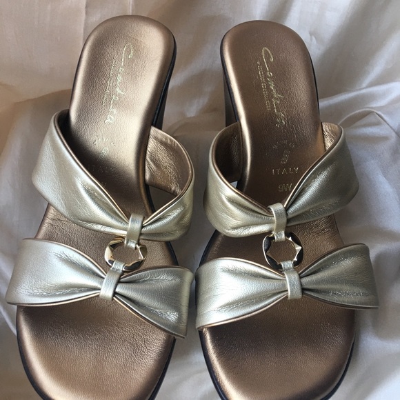 Contesa Sandals Gold & Cooper Wedge Heel    9W - Picture 2 of 8